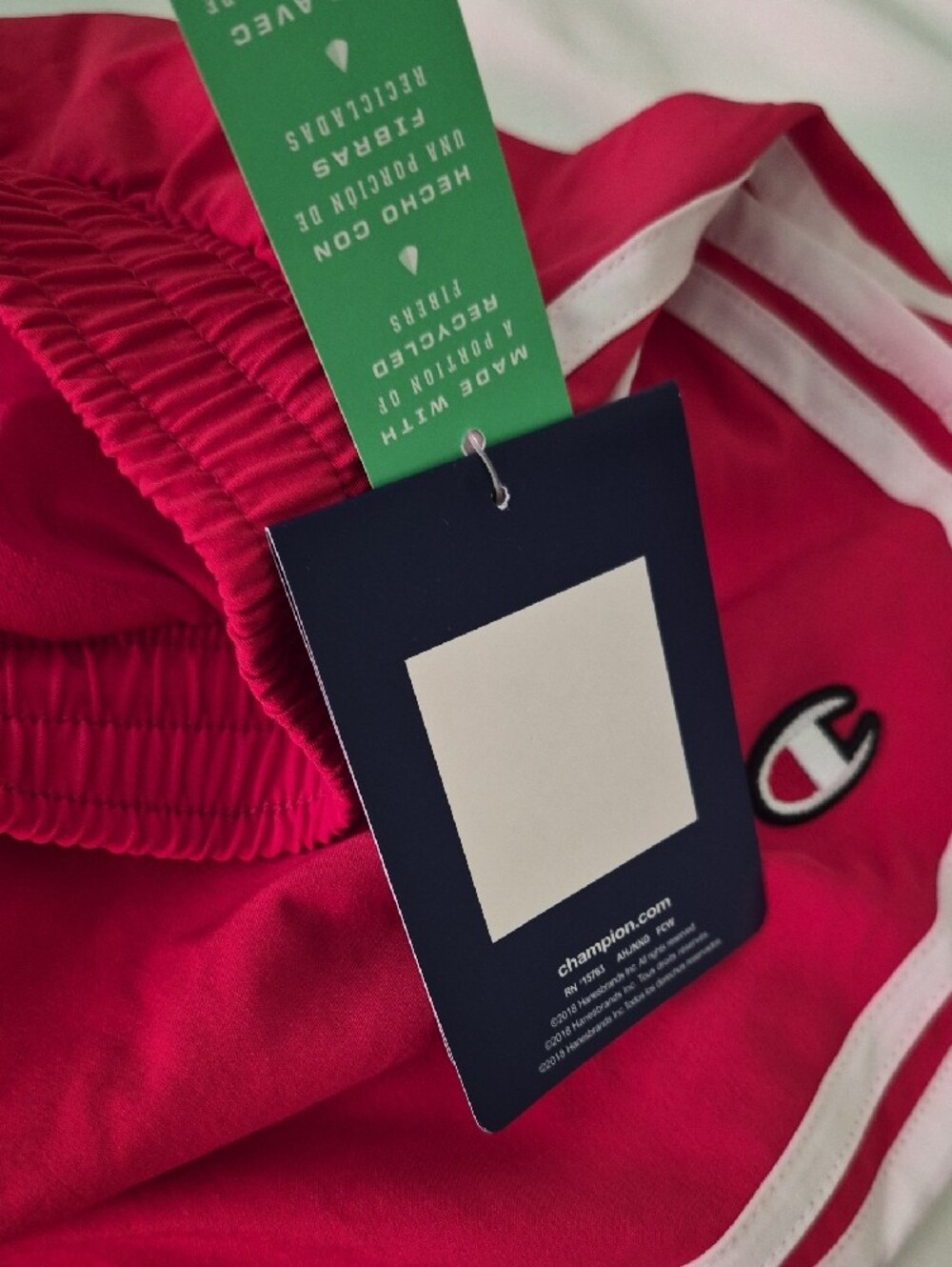 Champion Red Athletic Shorts with White Trim - Picture 4 of 5